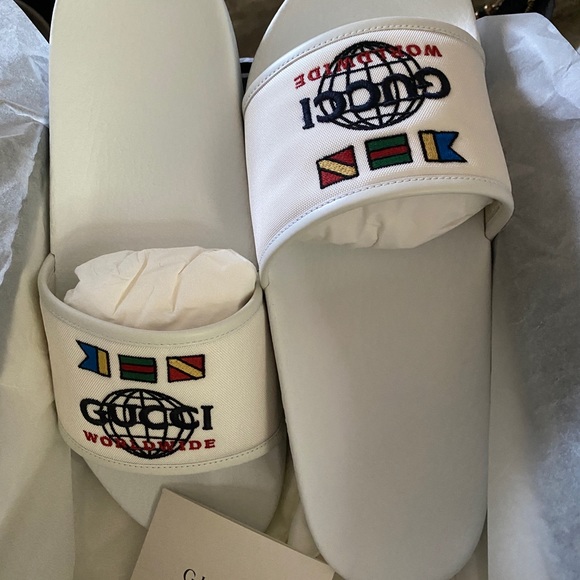 Gucci slides worldwide white 599143 NEW - Picture 2 of 7